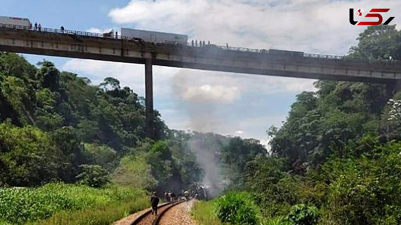 سقوط هولناک اتوبوس از روی پل در برزیل + عکس