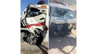 تصادف مرگبار آمبولانس با نیسان آبی در کرمانشاه + عکس