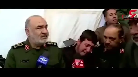 اشک‌های فرمانده کل سپاه در دیدار با خانواده زهرا جانباخته زلزله ورنکش میانه + فیلم 