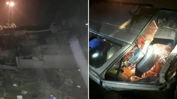 تصادف خونین مینی بوس و سمند در بزرگراه کرج به تهران فاجعه به بار آورد+ فیلم و عکس