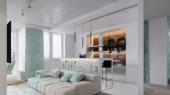 رنگ فیروزه ای و لطافت در دکوراسیون آپارتمانی +عکس 