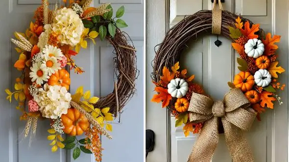 تزئینات پاییزی در خانه؛ 15حلقه گل خاص و شیک برای ورودی