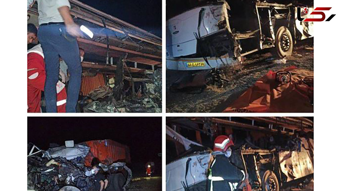 تصادف مرگبار اتوبوس مسافربری با تریلی در یزد/ 4 کشته در صحنه تصادف + عکس