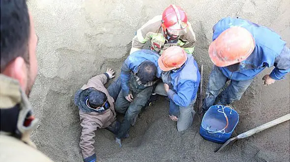 سقوط کارگر تهرانی به مخزن مخلوط کن مصالح ساختمانی + عکس