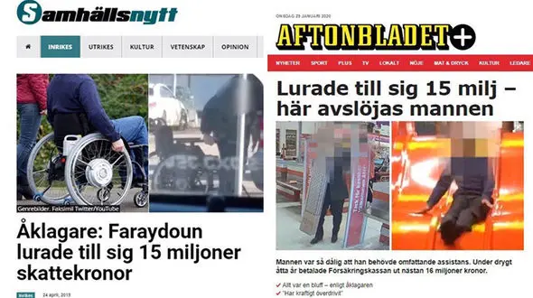 این مرد آبروی ایرانیان را در سوئد برد / او فلج نبود! + عکس