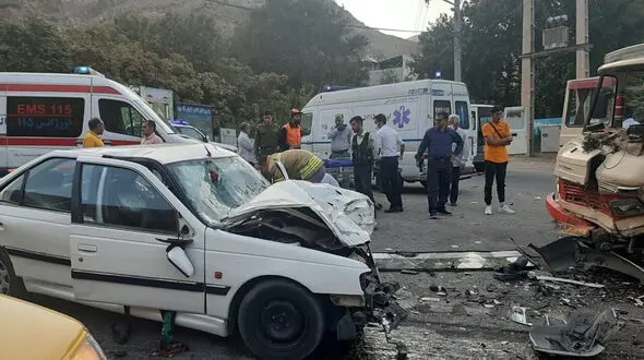 تصادف هولناک در تونل شماره 5 جاده چالوس / 9 نفر مصدوم شدند