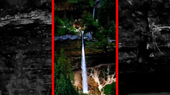 فیلم هوایی از آبشار بلند در دل جنگل