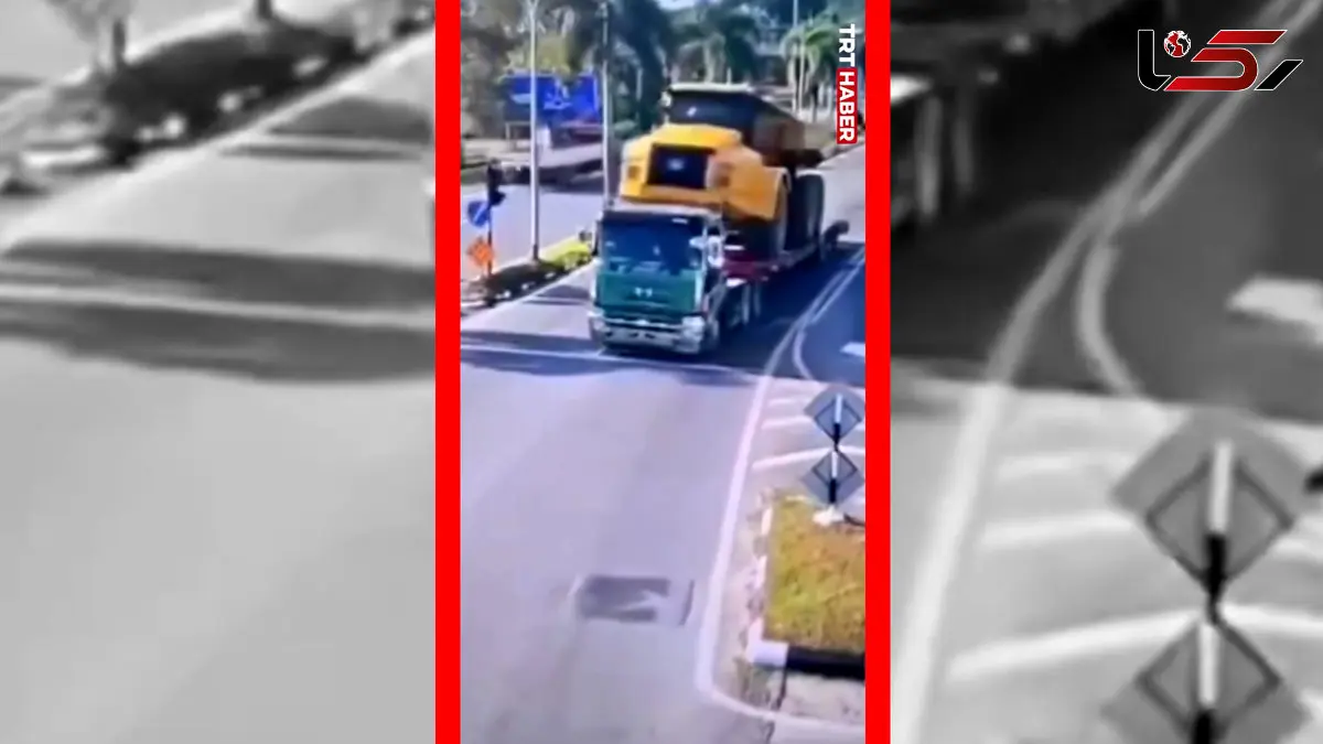 فیلم لحظه ترمز ناگهانی کامیون در مالزی