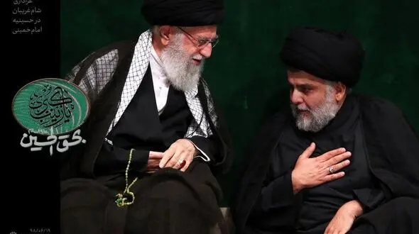 عکس/ حضور مقتدی صدر و ادای احترامش به رهبری انقلاب در مراسم شام غریبان بیت رهبری 