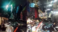 انفجار قوطی‌های رنگ و تینر در آتش‌سوزی مغازه‌ای در بازار آهن شادآباد