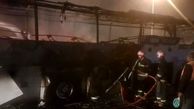 آتش سوزی اتوبوس مسافربری در جاده بیستون
