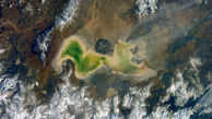 عکس هوایی دریاچه زیبا و عجیب ایران در اینستاگرام فضانورد روس