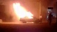 فیلم لحظه بیرون کشیدن راننده تهرانی از شعله های آتش