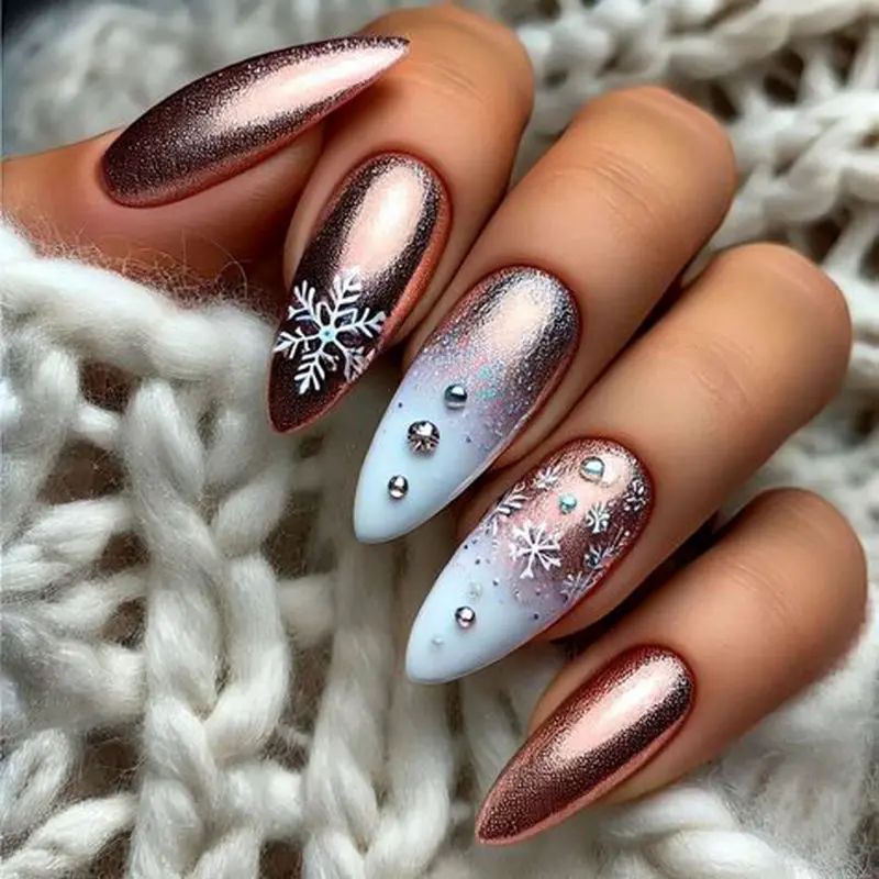 دیزاین ناخن طرح برف شیک