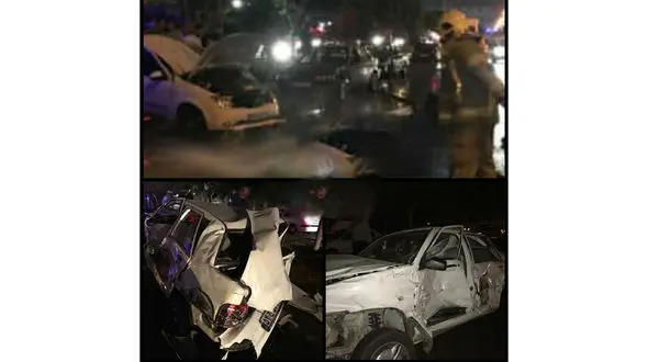 یک تریلی 17 خودرو را در جنوب تهران در هم کوبید + عکس