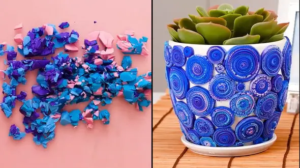 تزئین گلدان با خمیر + فیلم