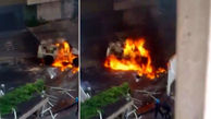 آتش زدن خودروی ضد شورش در خیابان های ونزوئلا + فیلم