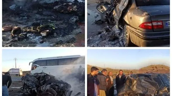 4 عکس دلخراش از تصادف مرگبار پژو و سمند در جاده سقز / 4 نفر در دم جان باختند
