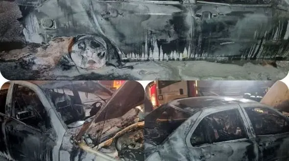 خودرو دنا طعمه حریق شدو چیزی از آن نماند!+فیلم