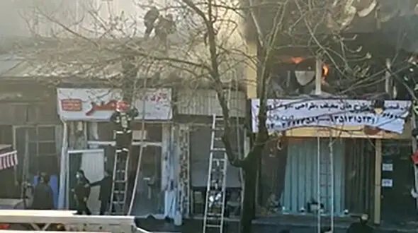 آتش سوزی بزرگ در بازار پارچه رشت + فیلم