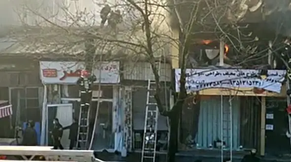 آتش سوزی بزرگ در بازار پارچه رشت + فیلم