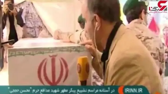 اولین فیلم از تابوت شهید حججی در مراسم تشییع + فیلم