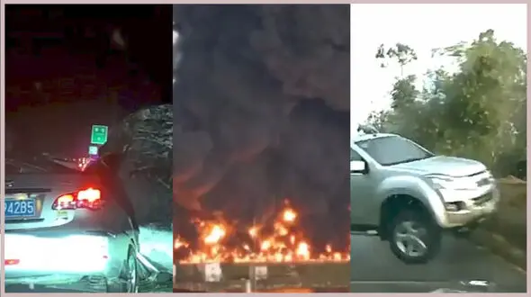 ببینید / از زیر گرفتن کودک در خیابان توسط خودرو سواری تا انفجار تانکر گاز مایع + 10 فیلم حادثه ای