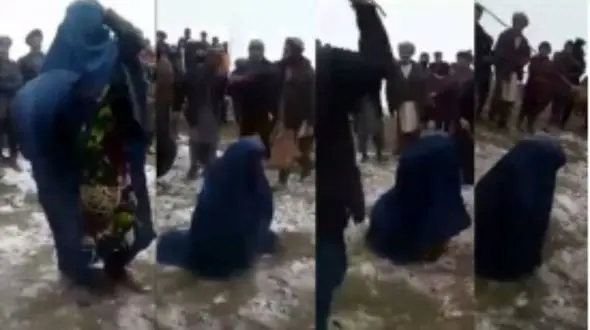  شلاق خوردن سمیه و اکرم در ملاء عام / مرد افغان محرم نبود+ عکس های دردناک