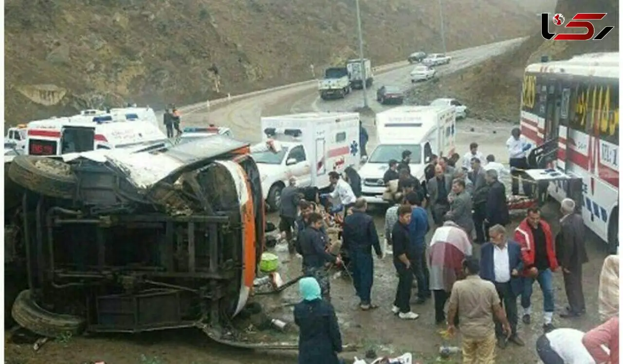 ۱۰ کشته ومصدوم در تصادف اتوبوس و کامیون در اتوبان زنجان - قزوین +عکس