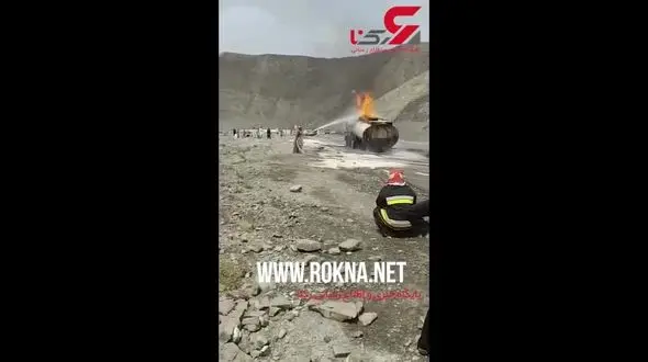 آتش سوزی تانکر نفتکش در محور راسک چابهار +فیلم