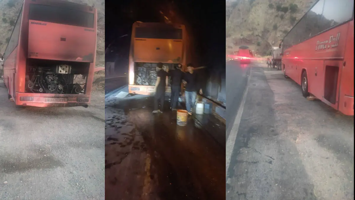 فداکاری ماموران پلیس راه برای نجات مسافران اتوبوس در جاده اندیمشک