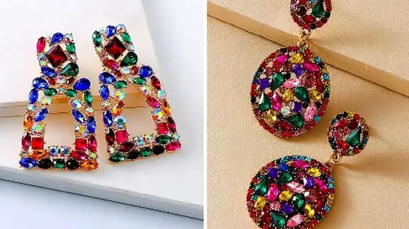 جدیدترین مدل‌ های گوشواره نگینی آویزی؛ رنگ و انرژی در کنار شیک بودن