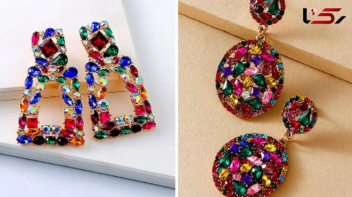 جدیدترین مدل‌ های گوشواره نگینی آویزی؛ رنگ و انرژی در کنار شیک بودن