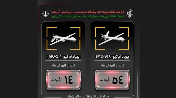 سپاه: چهاردهمین پهپاد پیشرفته MQ۱ را منهدم کردیم