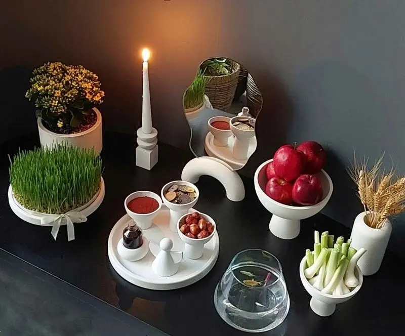 سفره هفت سین مدرن برای نوروز ۱۴۰۵ | شیک ترین مدل سفره هفت سین مدرن برای نوروز ۱۴۰۵ با بهترین ایده ها مخصوص نو عروس های باسلیقه!