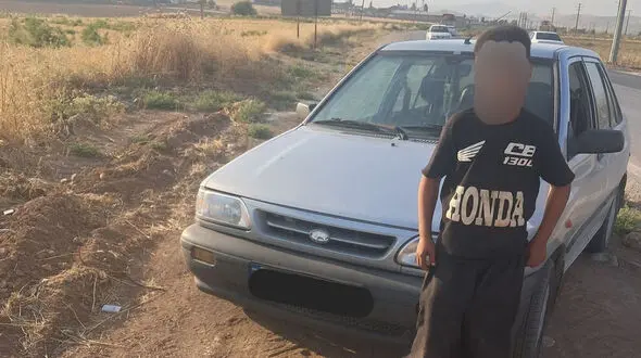 توقیف پراید با راننده 10 ساله در محورهای قصرشیرین