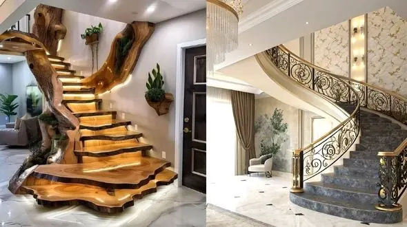 راه پله دوبلکس مدرن؛ 40 مدل شیک نرده فلزی، چوبی و سنگی