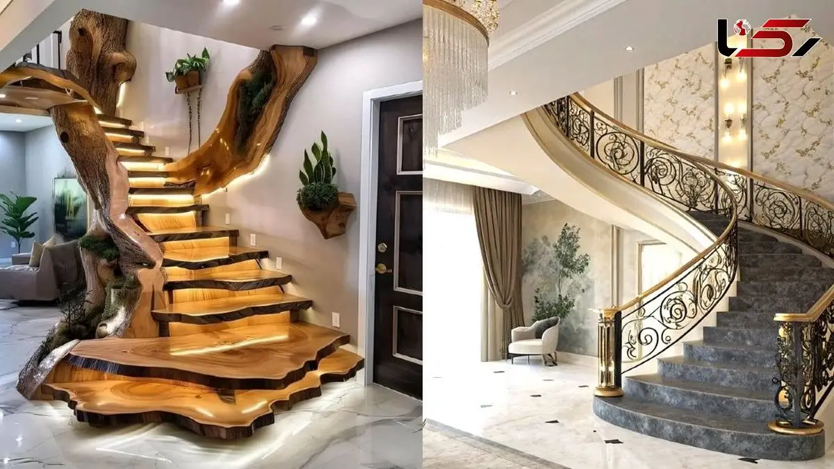 راه پله دوبلکس مدرن؛ 40 مدل شیک نرده فلزی، چوبی و سنگی