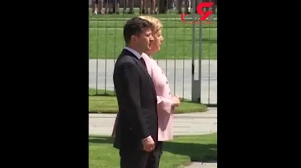 لرزش و بیماری شدید صدراعظم آلمان+فیلم