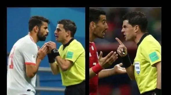 جنجال رفتار تبعیض آمیز داور اروگوئه‌ای بازی ایران و اسپانیا! + عکس