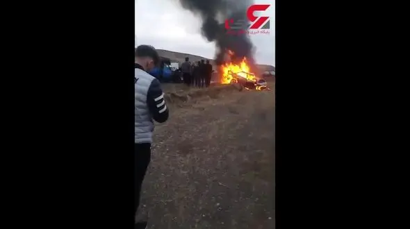 فیلم تصادف مرگبار در جاده مشگین شهر/ 3 سرنشین سمند جزغاله شدند! 