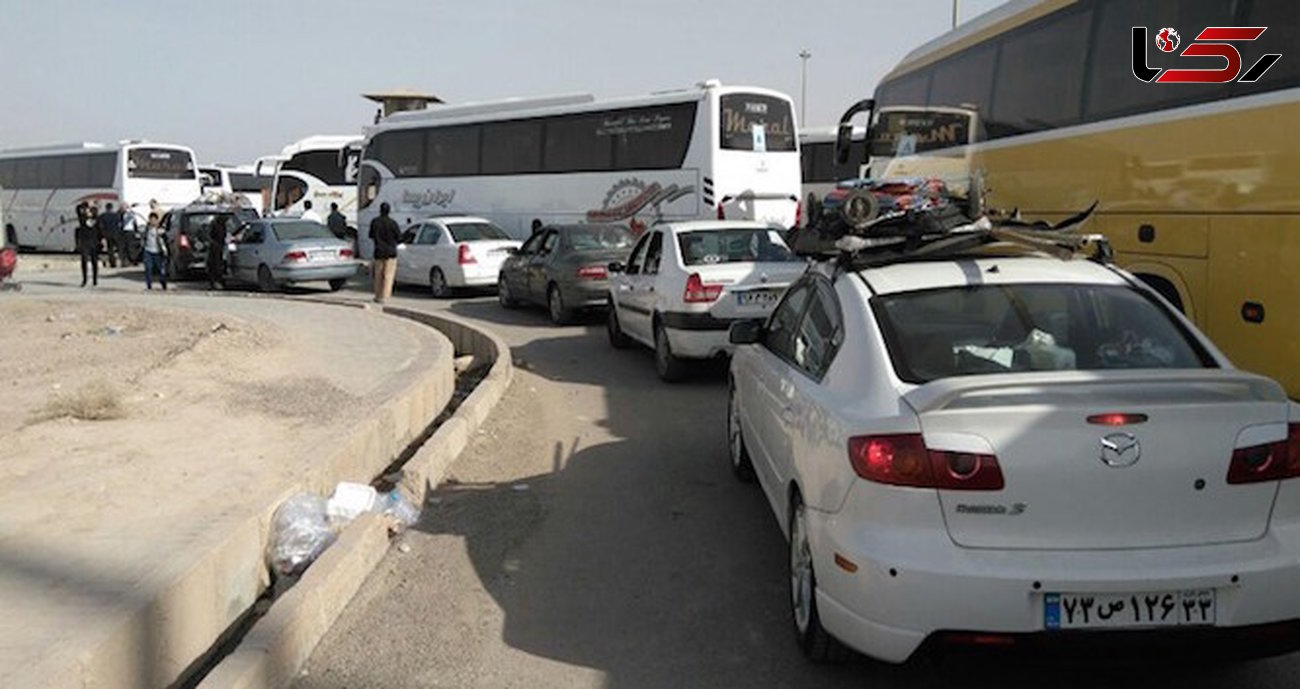 ازدحام شدید در مرز مهران به دلیل خروج خودروها 