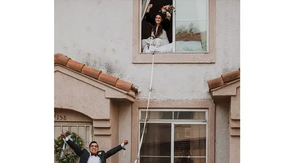 عجیب ترین ازدواج کرونایی + عکس