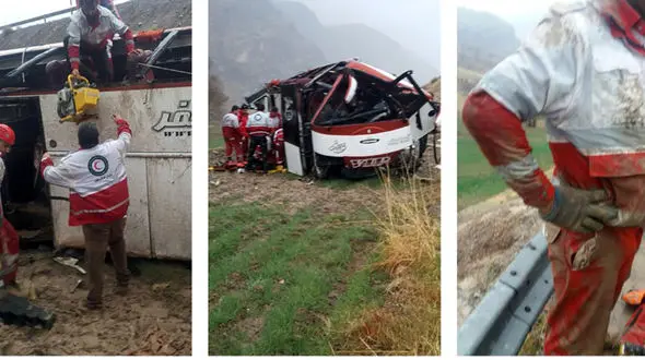 علت حادثه واژگونی اتوبوس یاسوج-اصفهان 