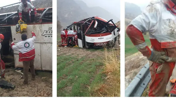 علت حادثه واژگونی اتوبوس یاسوج-اصفهان 