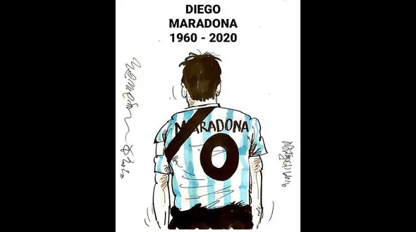 کاریکاتور های جالب  مارادونا بر اثر مرگش + تصاویر 