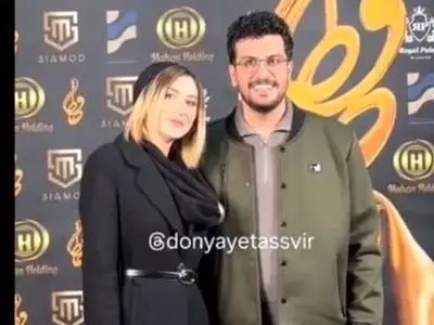 فیلم / شوخی های امیرحسین قیاسی بعد جایزه جشن حافظ / شیطنت با همسرش و تشکر غش خنده از مادر ش ....