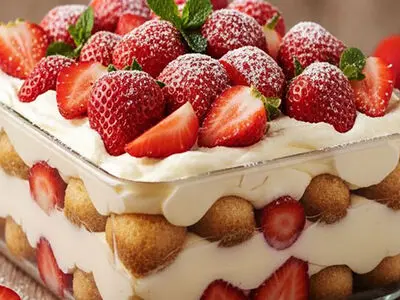 دسر لاکچری بدون فر؛ طرز تهیه تیرامیسو توت‌ فرنگی خانگی