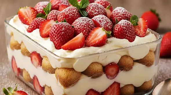 دسر لاکچری بدون فر؛ طرز تهیه تیرامیسو توت‌ فرنگی خانگی