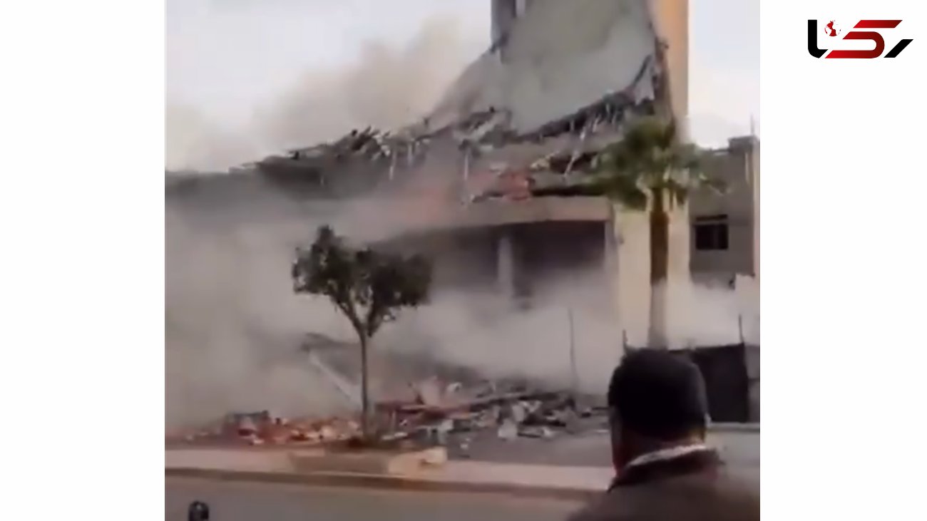 فیلم لحظه ریزش ساختمانی در لبنان مثل متروپل آبادان